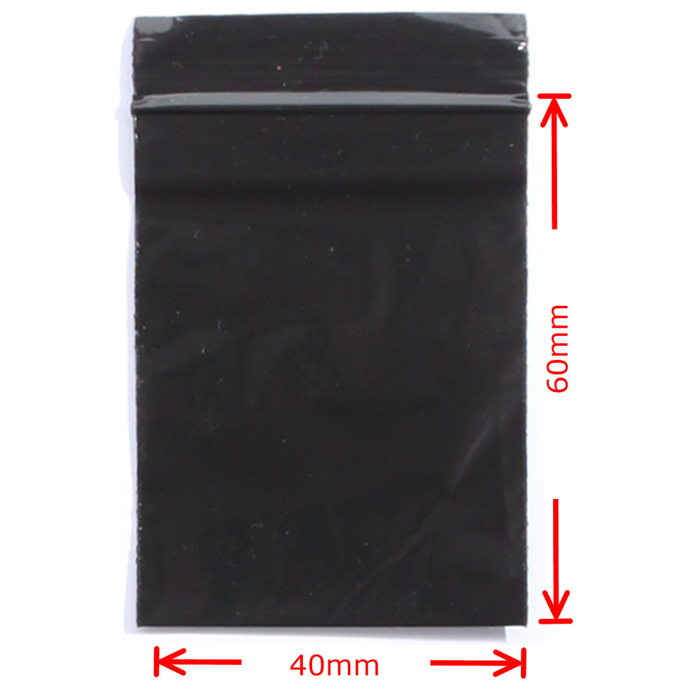Druckverschlussbeutel 50&micro; 40 x 60 mm schwarz 1000...