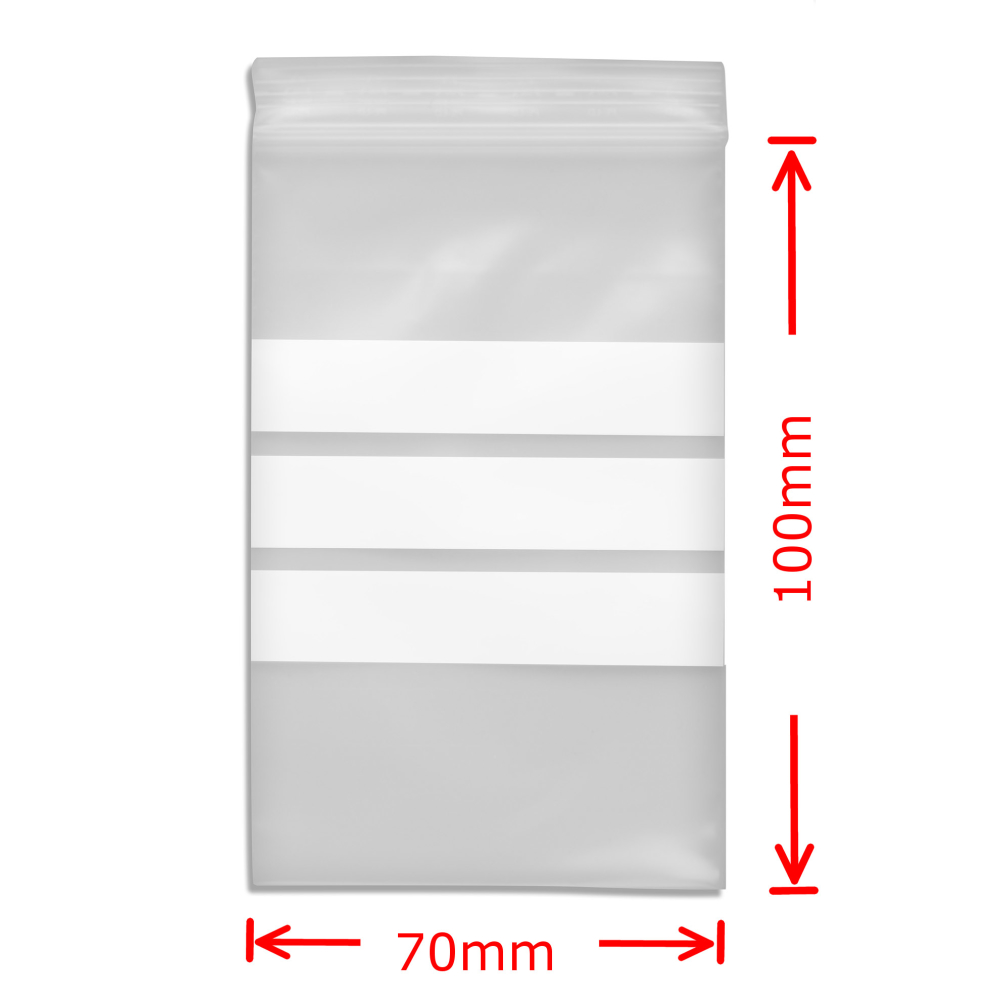 Zip Bags with Notefield 70x100mm; 100 pc.
