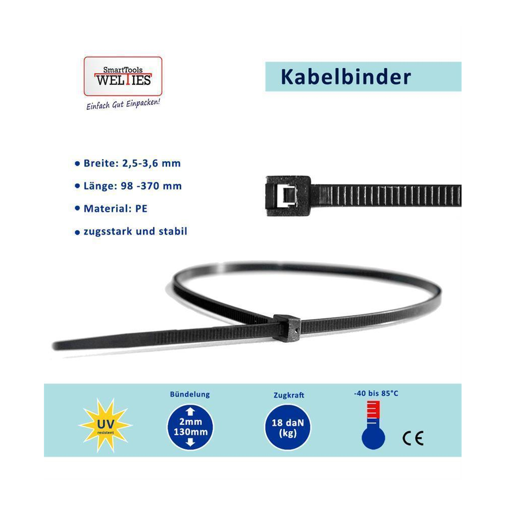 Kabelbinder schwarz 2,6x160mm ;VPE= 1000 Stück