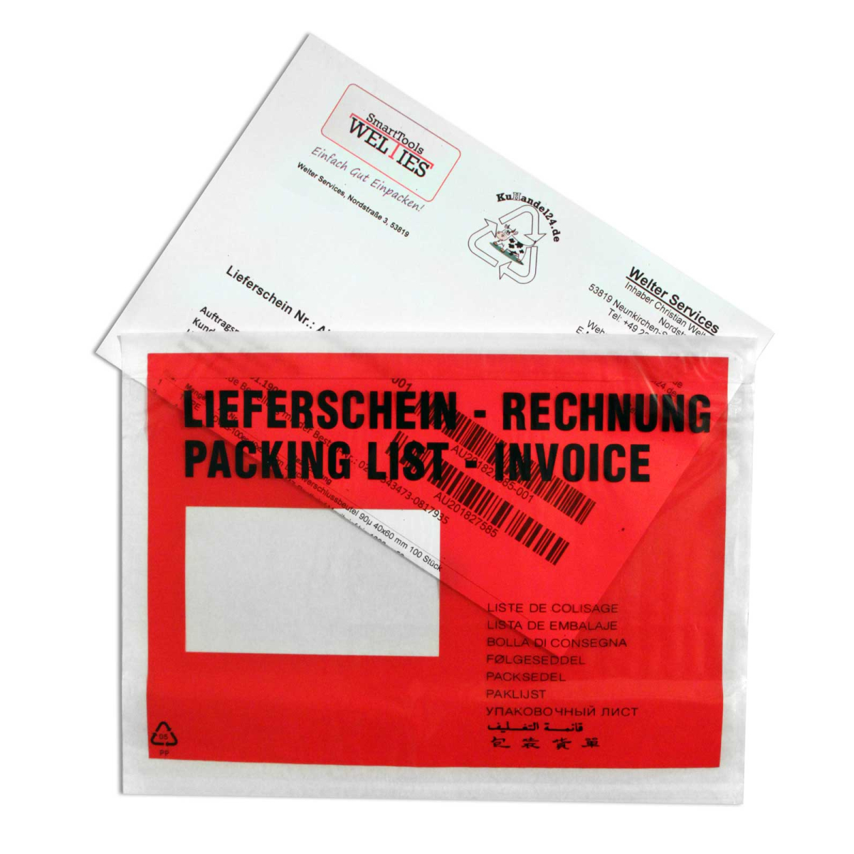 Lieferscheintaschen Rot DIN C6 selbstklebend Dokumententaschen Begleitpapiertaschen 1000 Stück