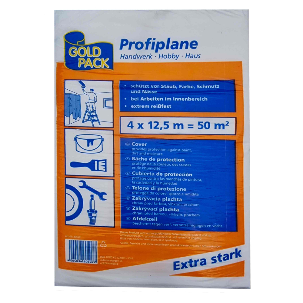 Profiplane Extra Stark Maler Abdeckfolie 4x12,5m HDPE