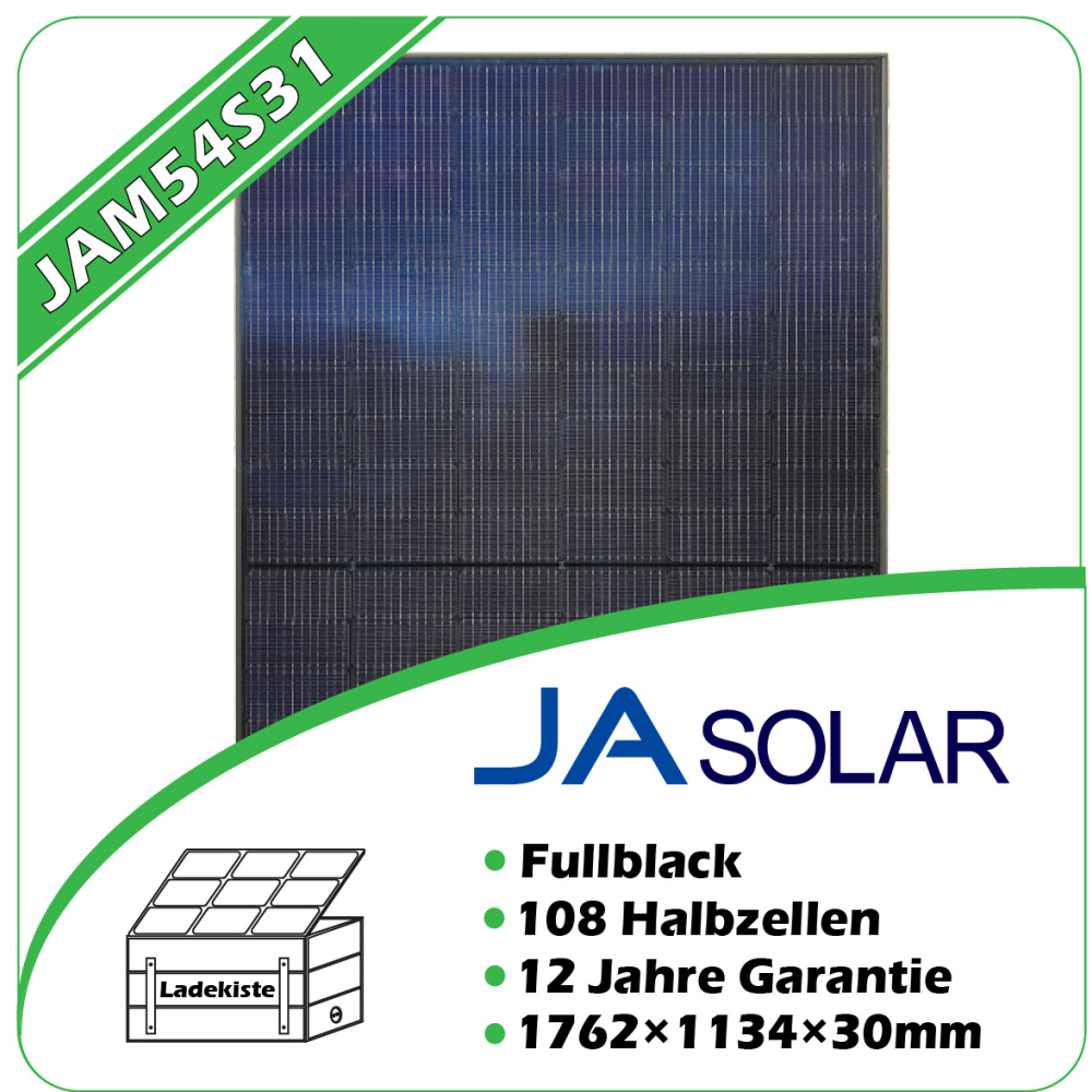 Ja Solar 405Wp Halbzellenmodul Fullblack/Black Black...