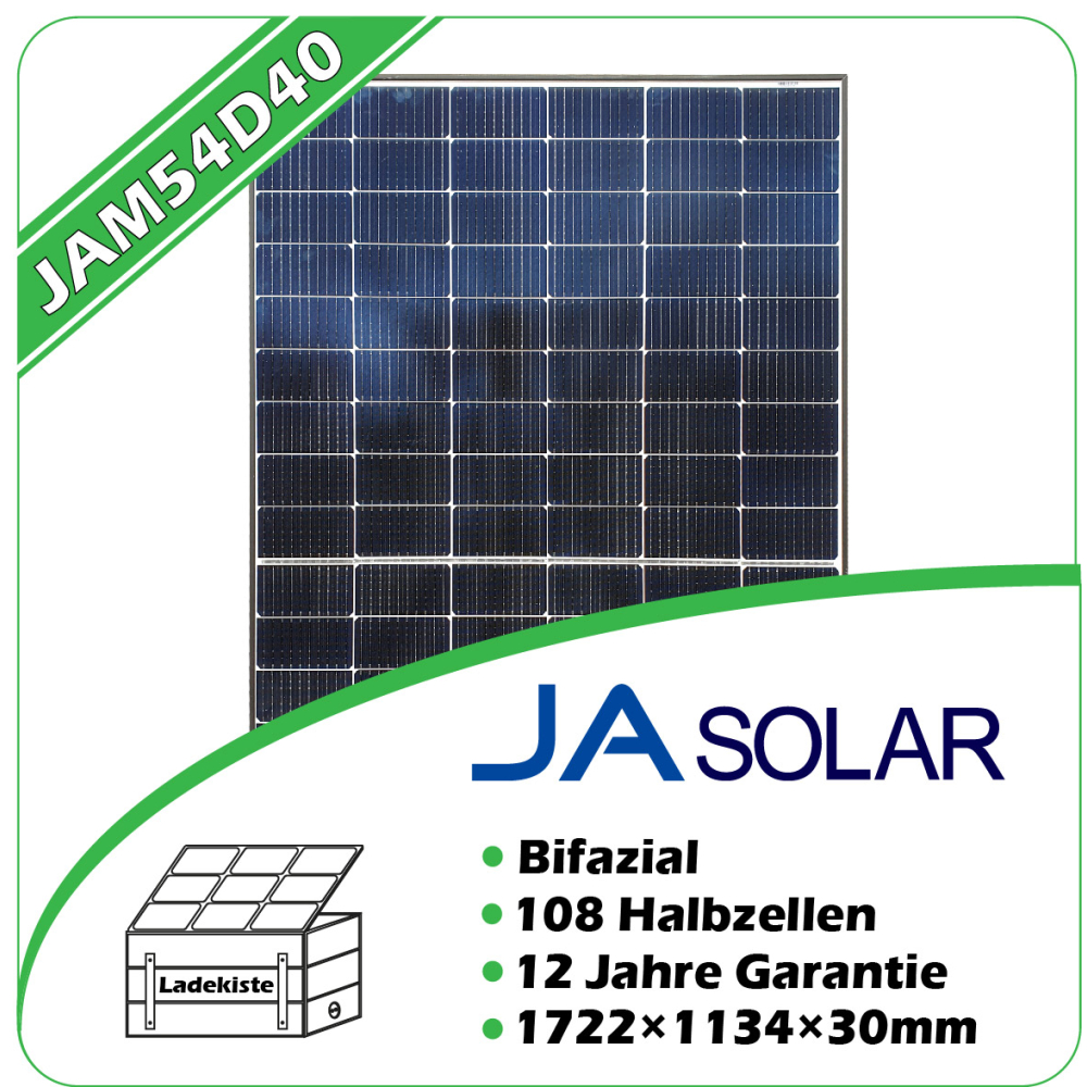 JA Solar 425W Black Frame bifazial Glas/Glas Modul 722 x...