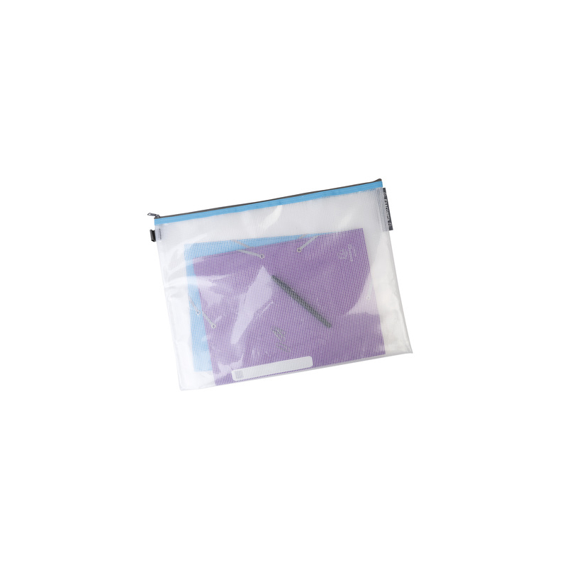 EXACOMPTA Reißverschluss-Beutel DIN A3 transparent gewebeverstärkt 5 Farben - ohne Farbauswahl, 1 Stück