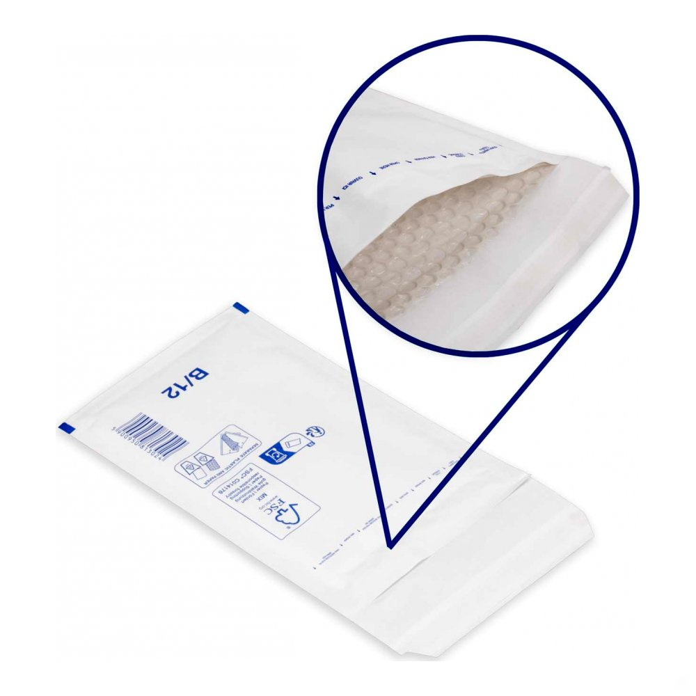 Luftpolster-Versandtasche B2 DIN A6+ C6 weiß (Innen: 120x215mm - Außen: 140x225mm ); 1 Stück