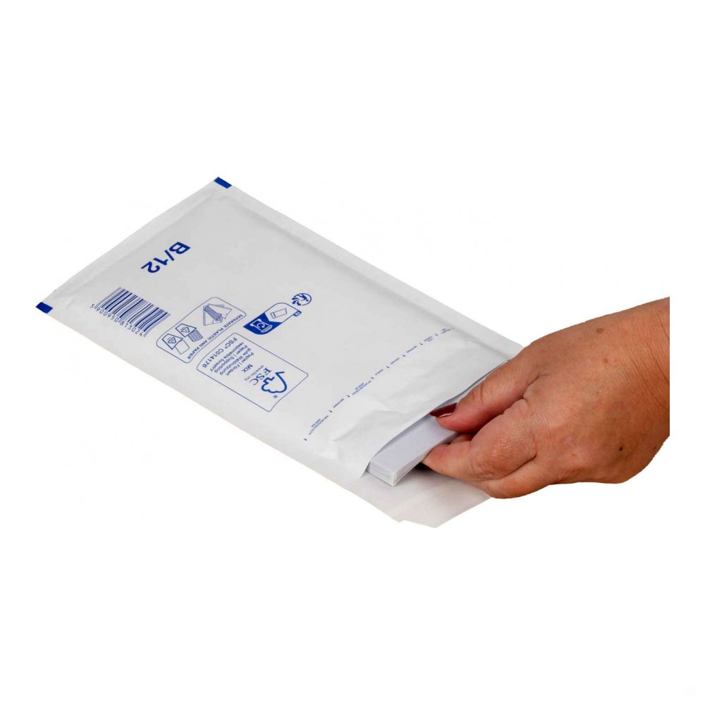 Luftpolster-Versandtasche B2 DIN A6+ C6 weiß (Innen: 120x215mm - Außen: 140x225mm ); 1 Stück