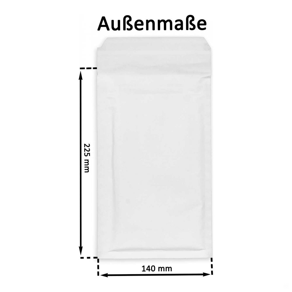 Luftpolster-Versandtasche B2 DIN A6+ C6 weiß (Innen: 120x215mm - Außen: 140x225mm ); 1 Stück